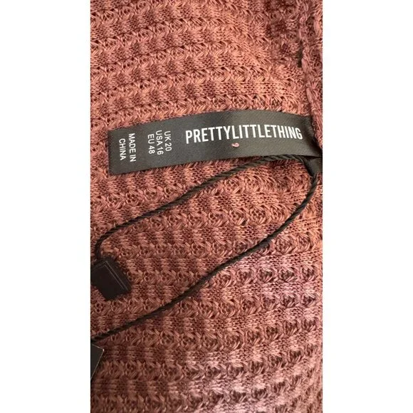 NWT Pretty Little Thing 16 Mauve Waffle Knit Maxi Dress Sleeveless Polyester - Picture 4 of 15